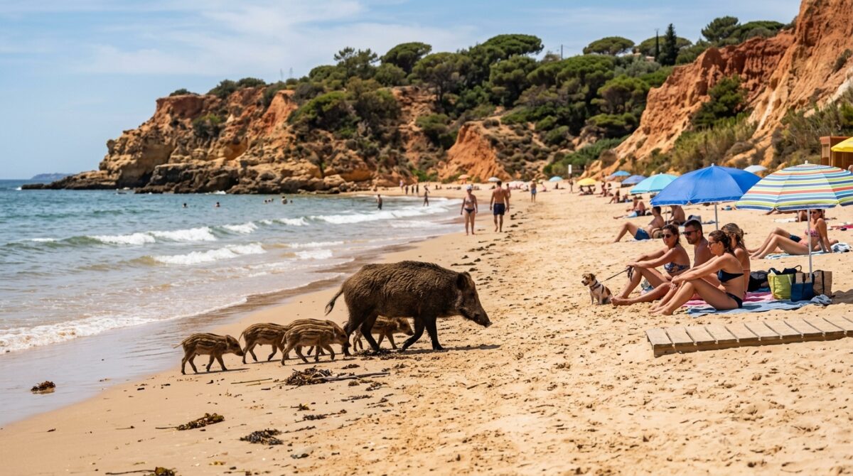 sur cette plage, soyez vigilant : des sangliers rôdent et pourraient bien vous dérober votre pique-nique pendant vos vacances. protégez vos repas et profitez sereinement du bord de mer.