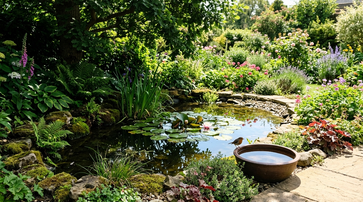 transformez votre jardin cet été en un véritable havre de paix en installant des coins ombragés et des points d'eau pour attirer et accueillir la faune locale.