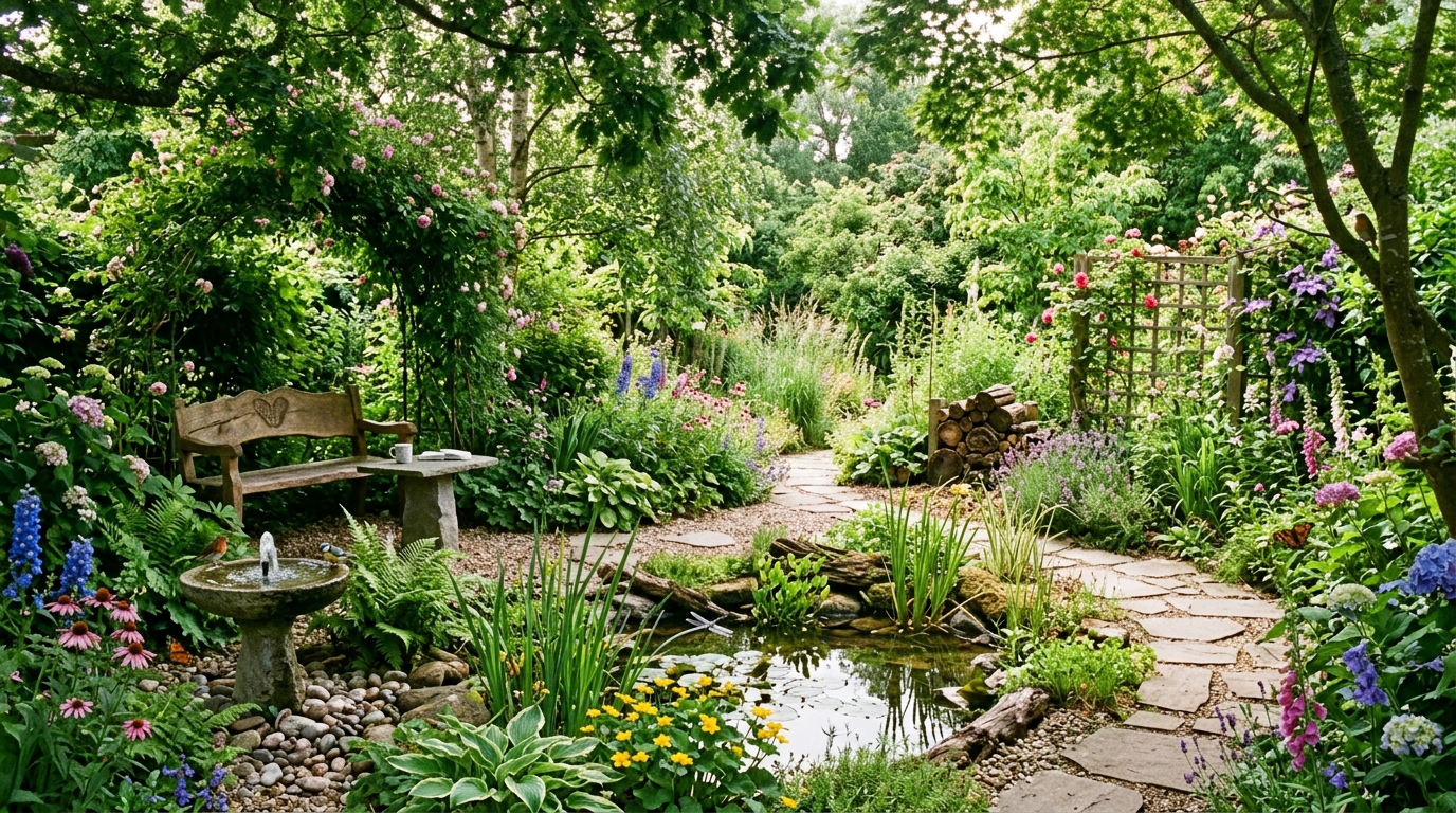 aménagez votre jardin cet été en créant des coins ombragés et des points d'eau pour accueillir la faune et transformer votre espace en un havre de paix naturel.