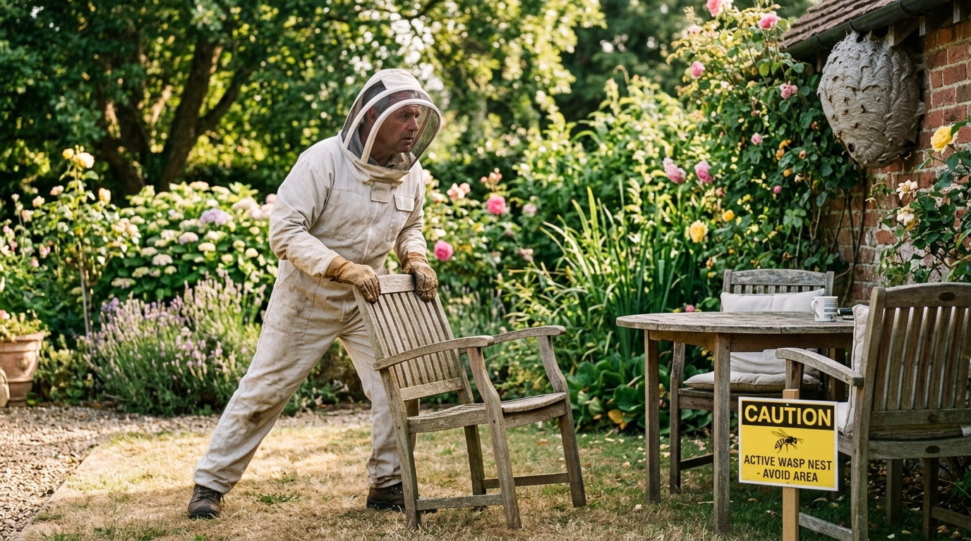 découvrez pourquoi cette guêpe choisit de construire son nid sous votre mobilier de jardin et apprenez les précautions à prendre avant de déplacer une chaise pour éviter les piqûres.