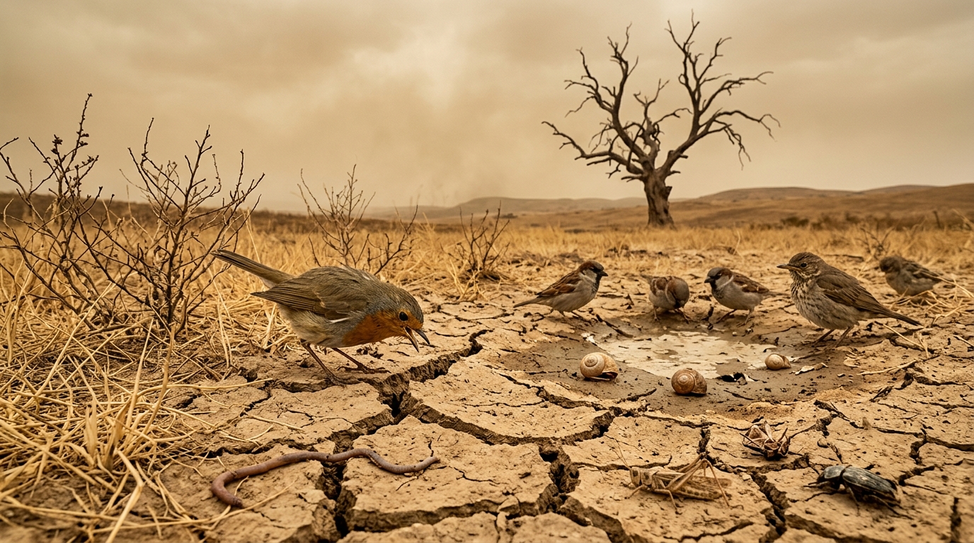 découvrez comment la sécheresse aggravée par le changement climatique entraîne la disparition des invertébrés, mettant en danger la survie des oiseaux et l'équilibre des écosystèmes.
