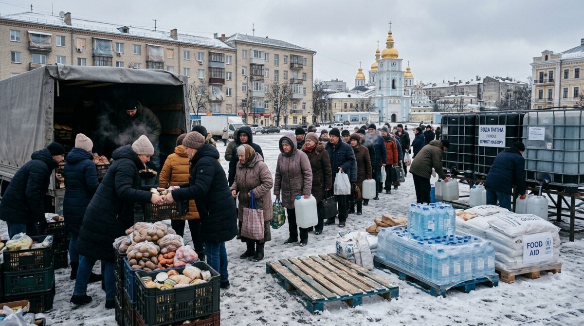 kiev se prépare à affronter l'hiver en ukraine en constituant d'importantes réserves d'eau potable et de nourriture face à la guerre, afin d'assurer la sécurité et la survie de sa population.